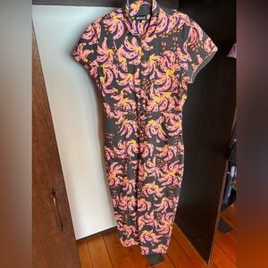 Pink and Yellow Mixed by Nasrin Banana Print Jumpsuit-XXL